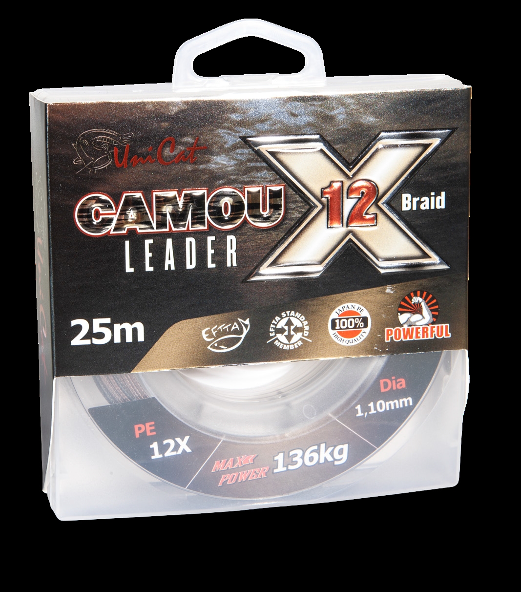 Uni Cat Camou X-12 Leader 25m 74kg - Click Image to Close